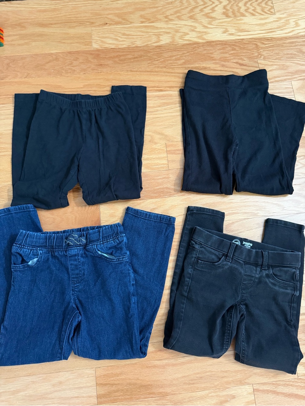 Cat & Jack Kids Leggings and Denim-Style Bottoms - Black & Navy Mix